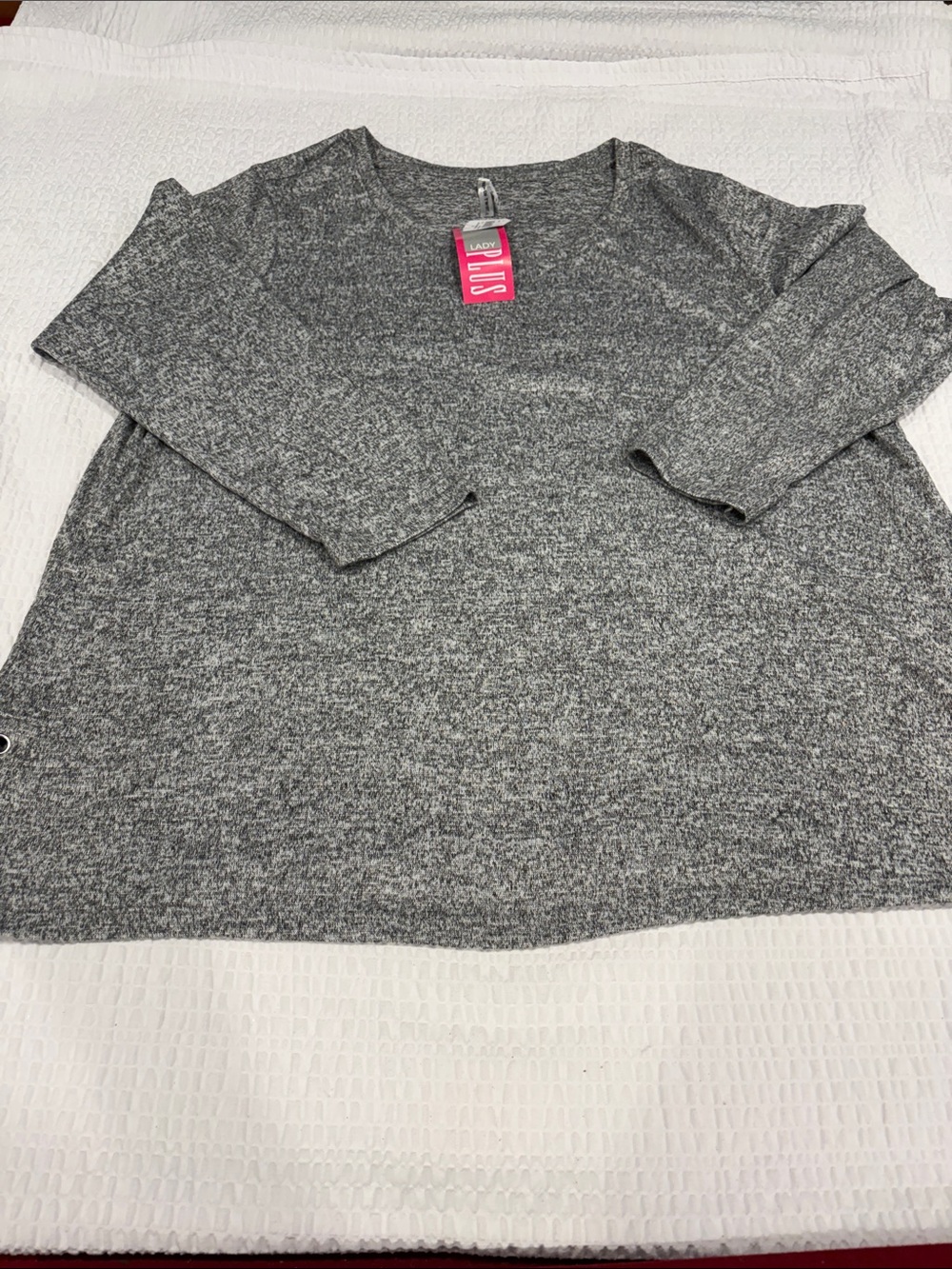 French Twist Cozy Heather Gray Scoop Neck Tunic Pullover
Size 3X